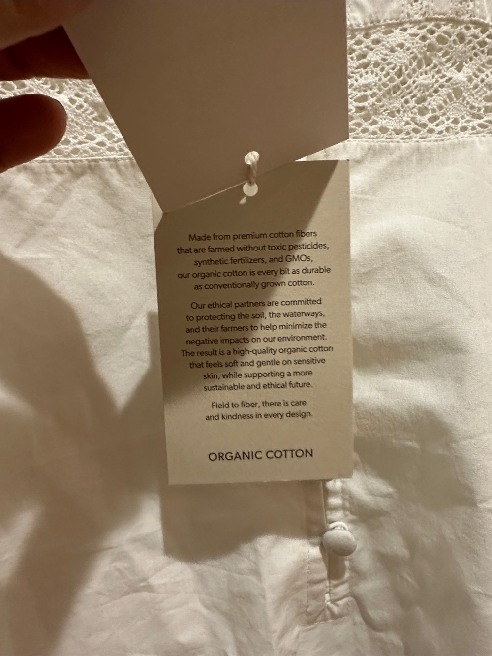 Garnet Hill Tali Organic-Cotton Lace-Detail Top NWT - Picture 5 of 10